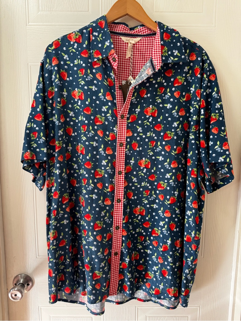 Matilda Jane Navy Strawberry-Print Button Front Shirt